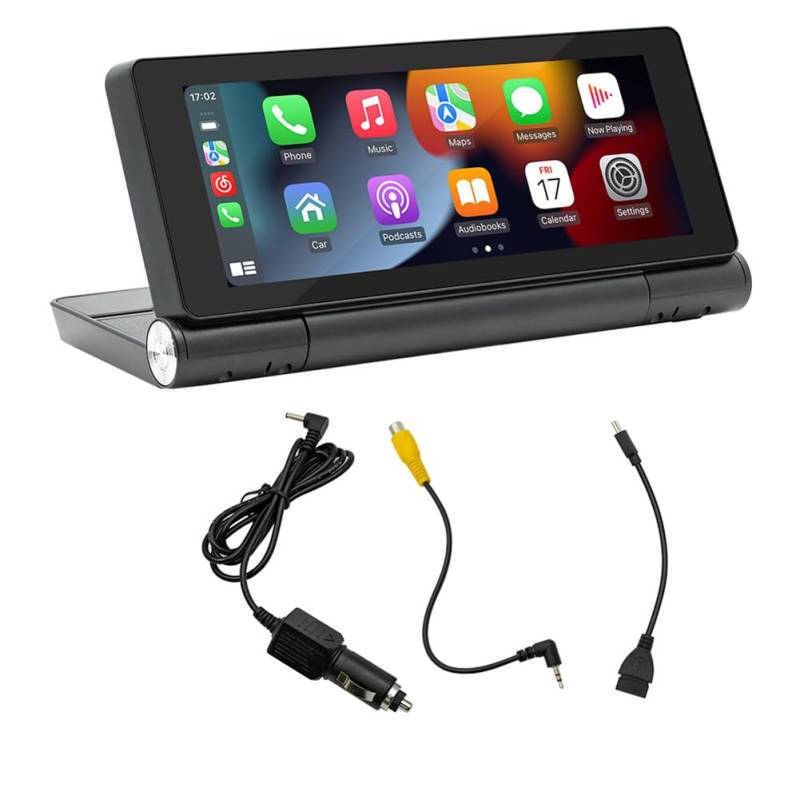 Nettoppo 6,86-Auto-Tragbarer, Verstellbarer 180-Grad-Flip-Screen-Auto-Wireless-CarPlay-Android-Auto-Touch-Navigationsbildschirm von Nettoppo