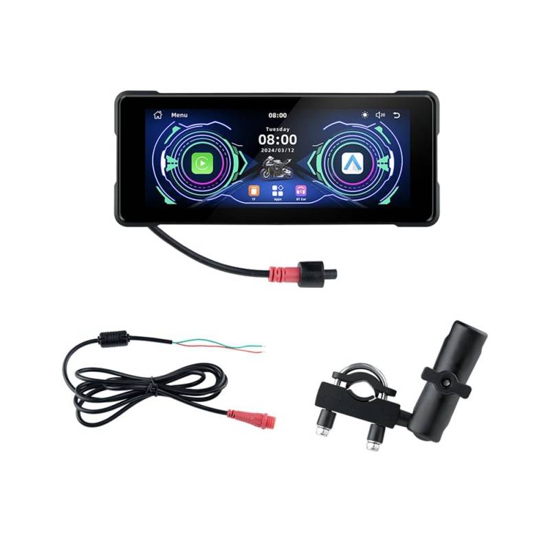 Nettoppo 7 Motorrad Kabelloses Carplay & Android Auto Front-/Rückkamera Dual Bluetooth DVR GPS Navigation Display Bildschirm B von Nettoppo