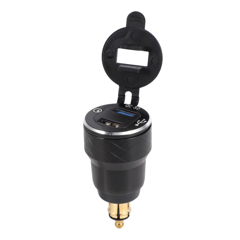 Nettoppo Aluminium Legierung Schnell Ladung 3.0 Doppel Motorrad USB LadegeräT für Motorrad LadegeräT Zigaretten AnzüNder Voltmeter Qc3.0 Din Buchse zu USB Adapter von Nettoppo
