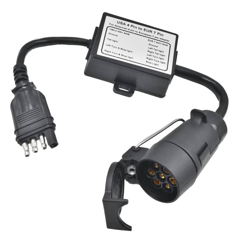 Nettoppo AnhäNgerstecker USA 4-Pin-Flachstecker auf EuropäIschen 7-Pin-Stecker 4 auf 7 Trailer Light Converter Circuit Adapter von Nettoppo