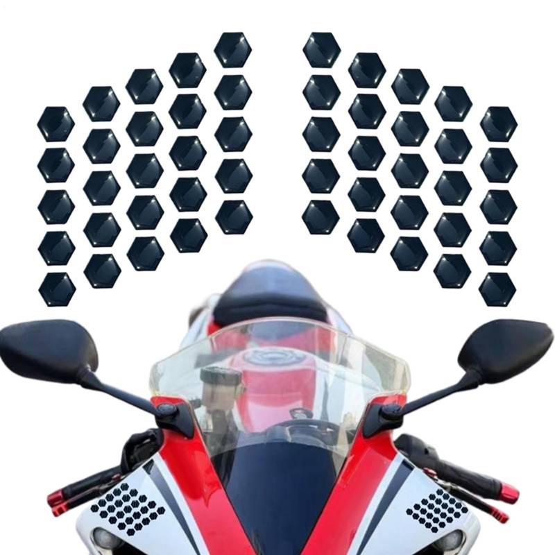 NevPuose Motorrad Aufkleber | 2er Set Motorrad Seitendeckel Schutzfolie - 3D-Hexagon Motorradschutz Wasserdichtes Fahrzeugzubehör Für Kotflügel & Karosserie Passend von NevPuose