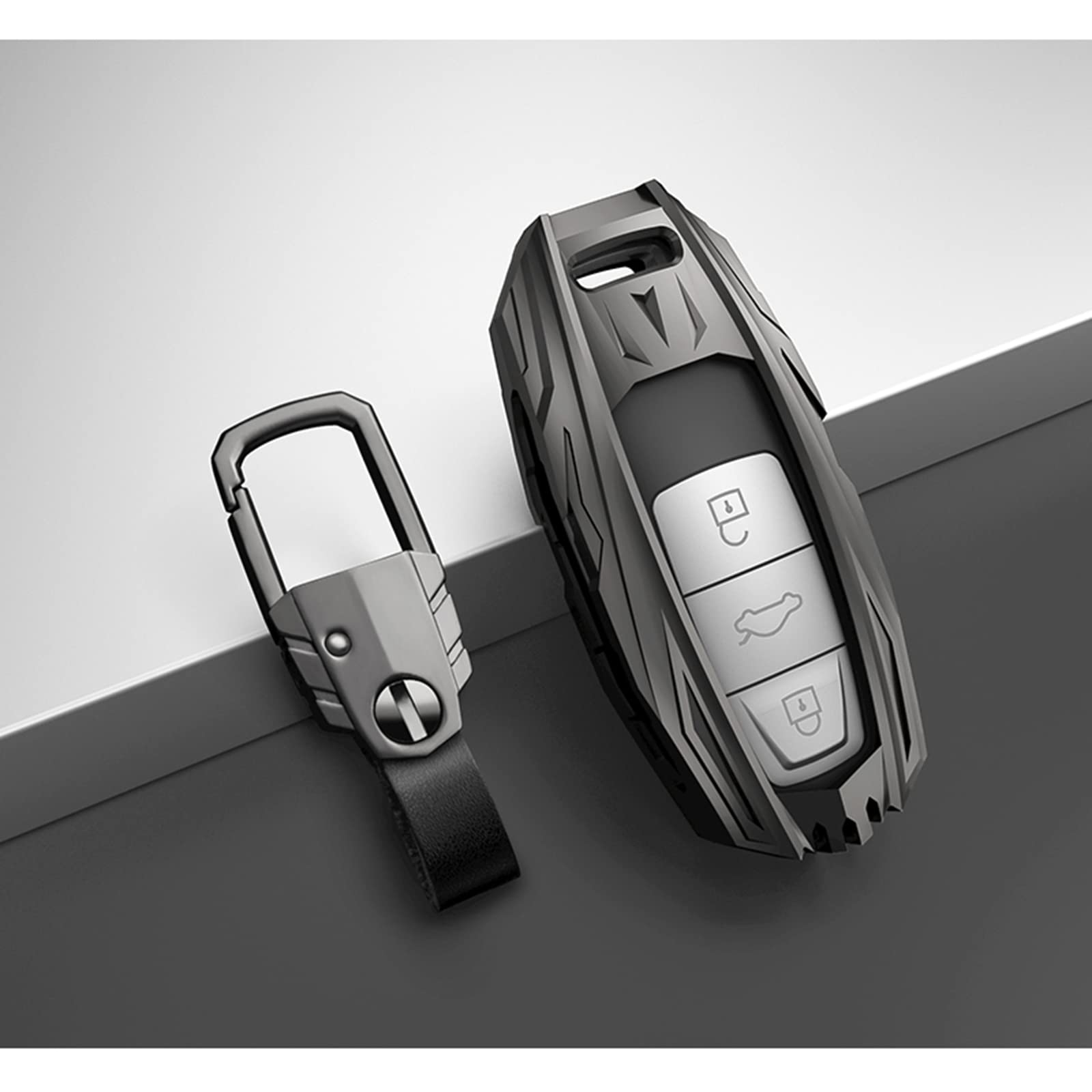 Neverstop Aluminiumlegierung Schlüssel Fall Autoschlüssel-Fernbedienung Shell, für Audi A3 A4 B9 A6 C8 A7 S7 4K A8 D5 S8 Q7 Q8 SQ8 E-tron 2018-2021 von Neverstop