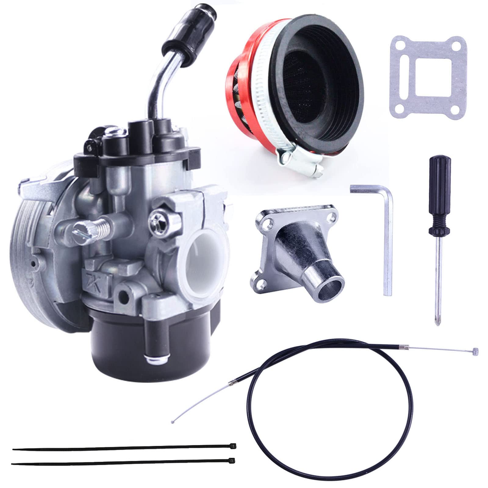 Vergaser, 58 mm, Luftfilter für 49 cc, 50 cc, 80 cc, 2-Takt-Motor, motorisiertes Fahrrad, Taschenrad, Roller, Quad, ATV, mit Düsen-Set, Rot Vergaser, 58 mm, Luftfilter für 49 cc, 50 cc, 80 cc, 2-Takt-Motor, motorisiertes Fahrrad, Taschenrad, Roller, Quad, ATV, mit Düsen-Set, Rot von New Olym