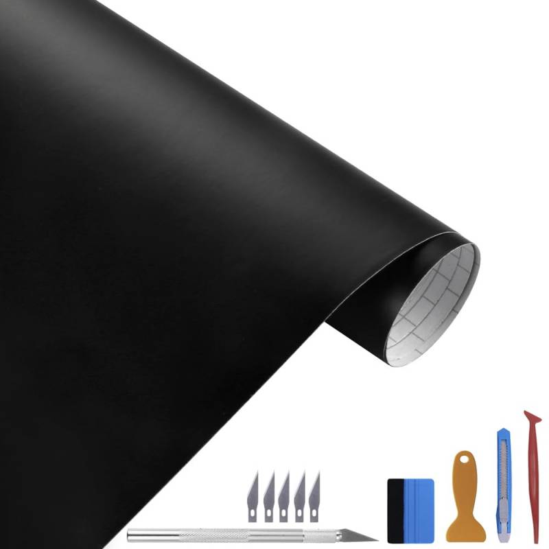 NewL Auto Folie Schwarz Matt - 30CMx300CM Selbstklebend Auto Folie Zierleisten Folie für Auto Motorrad Fenster Kfz Chromleisten Auto Folierung Schwarz von NewL