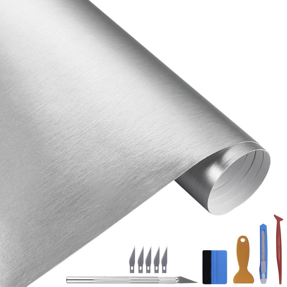 NewL 100cm x 300cm Silber gebürsteter Edelstahl Metallic Vinyl Folie Folie Matt Chrom Auto Wrapping Folie Aufkleber Folie Folie Folie Aufkleber Bogen für Motor Laptop Möbel NewL 100cm x 300cm Silber gebürsteter Edelstahl Metallic Vinyl Folie Folie Matt Chrom Auto Wrapping Folie Aufkleber Folie Folie Folie Aufkleber Bogen für Motor Laptop Möbel von NewL