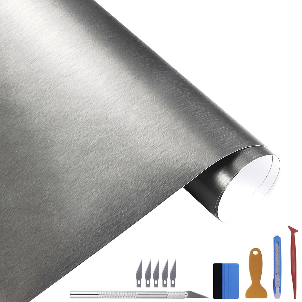 NewL 100cm x 300cm grau gebürsteter Edelstahl Metallic Vinyl Folie Folie Matt Chrom Auto Wrapping Folie Aufkleber Folie Folie Folie Aufkleber Bogen für Motor Laptop Möbel NewL 100cm x 300cm grau gebürsteter Edelstahl Metallic Vinyl Folie Folie Matt Chrom Auto Wrapping Folie Aufkleber Folie Folie Folie Aufkleber Bogen für Motor Laptop Möbel von NewL