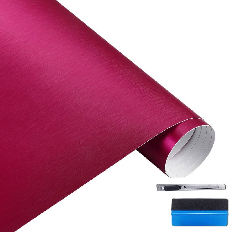 NewL 30 cm x 150 cm blau gebürsteter Edelstahl Metallic Vinyl Folie Folie Matt Gebürstetes Chrom Auto Wrapping Folie Aufkleber Folie Folie Folie Aufkleber Bogen für Motor Laptop Möbel (Rosenrot) von NewL