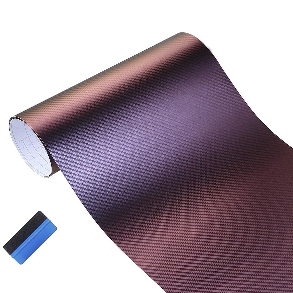 NewL 3D-Chamäleon-Vinylfolie, Carbonfaser-Vinylfolie, Auto-Karosserie-Dekoration, Aufkleber (lila bis blau, 30 cm x 150 cm) von NewL