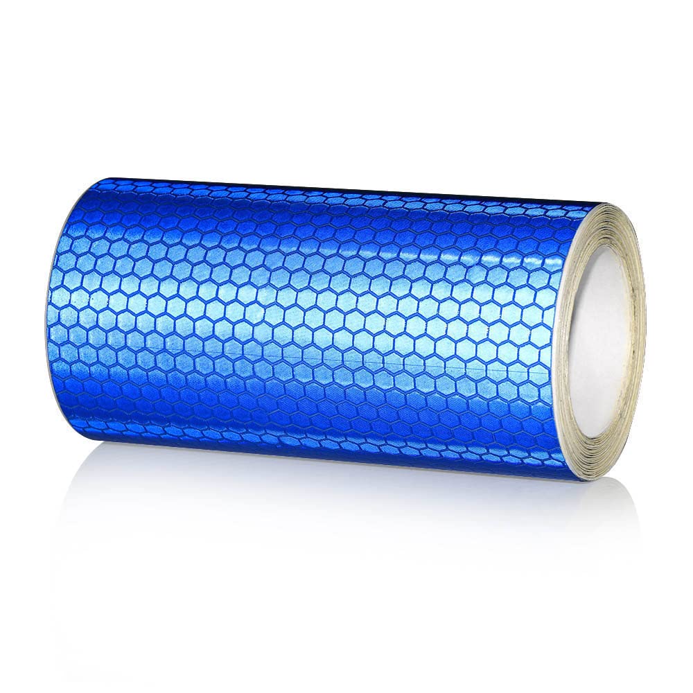 NewL Auto Reflektierendes Klebeband, Sicherheitswarnung, Auto-Dekoration, Aufkleber, Kristallwabenrand, Reflektor, Schutzstreifen, Folie für Auto, Motorrad, Aufkleber (Blau, 10cm x 300cm) von NewL