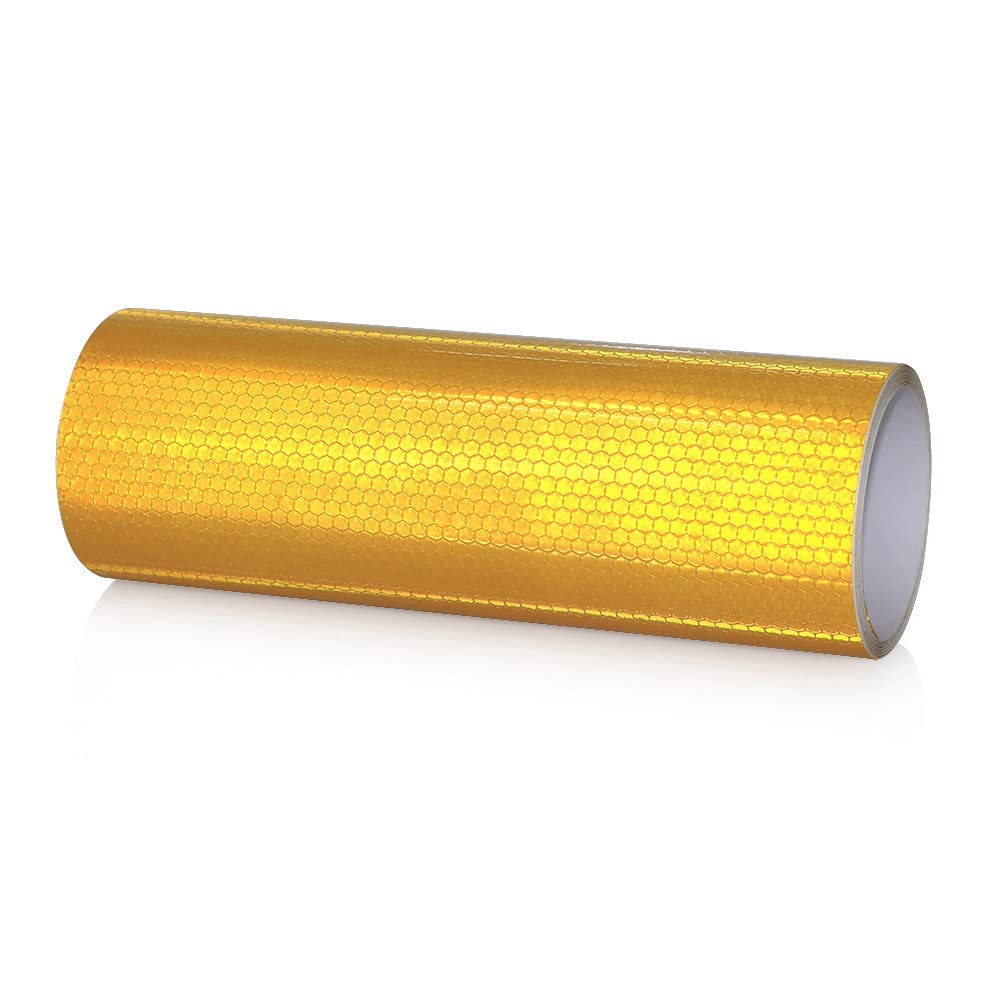 NewL Auto Reflektierendes Klebeband, Sicherheitswarnung, Auto-Dekoration, Aufkleber, Kristallwabenrand, Reflektor, Schutzstreifen, Folie für Auto, Motorrad, Aufkleber (gelb, 20cm x 300cm) von NewL