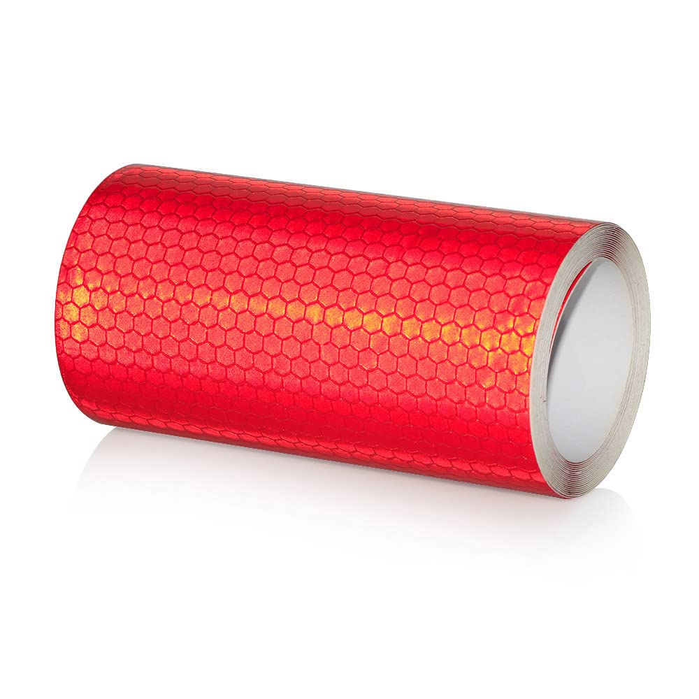 NewL Auto Reflektierendes Klebeband, Sicherheitswarnung, Auto-Dekoration, Aufkleber, Kristallwabenrand, Reflektor, Schutzstreifen, Folie für Auto, Motorrad, Aufkleber (rot, 10cm x 300cm) von NewL