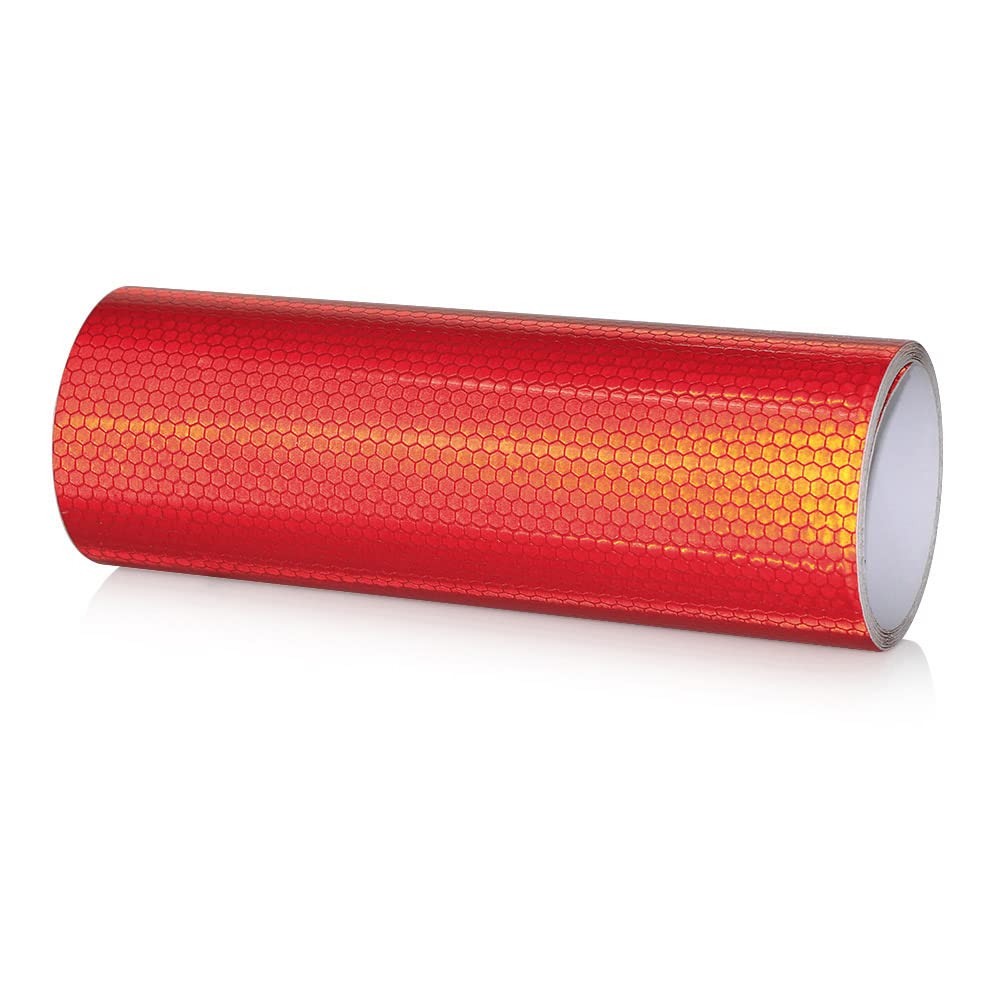 NewL Auto Reflektierendes Klebeband, Sicherheitswarnung, Auto-Dekoration, Aufkleber, Kristallwabenrand, Reflektor, Schutzstreifen, Folie für Auto, Motorrad, Aufkleber (rot, 20cm x 300cm) von NewL