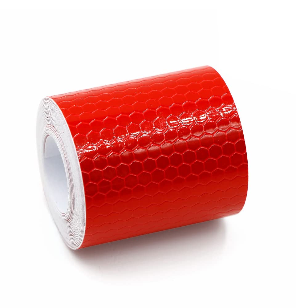 NewL Auto Reflektierendes Klebeband, Sicherheitswarnung, Auto-Dekoration, Aufkleber, Kristallwabenrand, Reflektor, Schutzstreifen, Folie für Auto, Motorrad, Aufkleber (rot, 5cm x 300cm) von NewL