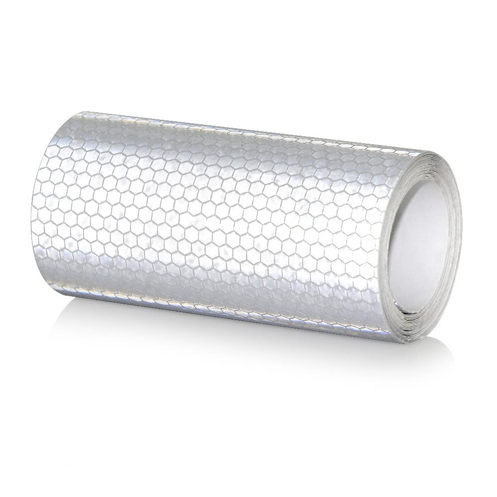 NewL Auto Reflektierendes Klebeband, Sicherheitswarnung, Auto-Dekoration, Aufkleber, Kristallwabenrand, Reflektor, Schutzstreifen, Folie für Auto, Motorrad, Aufkleber (weiß, 10cm x 300cm) von NewL