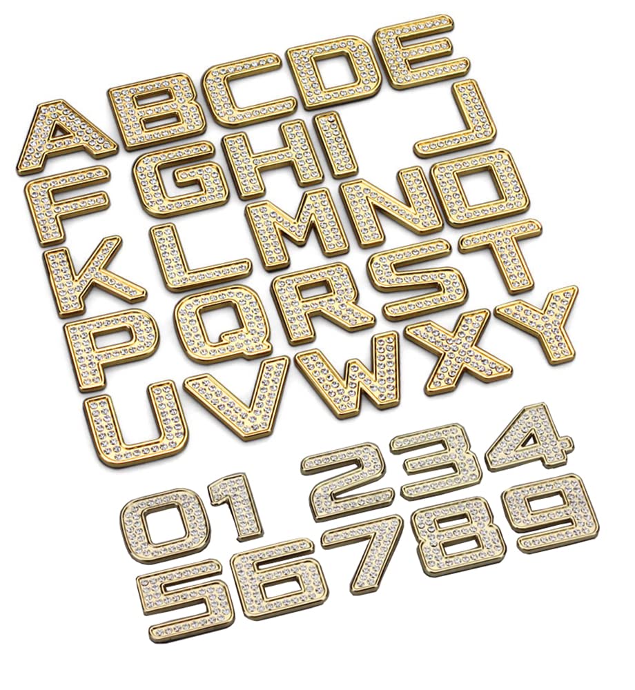 NewL Automotive Custom Bling Bling 3D Kristall Diamant Metall Buchstaben Emblem Badge Kit (Gold) von NewL