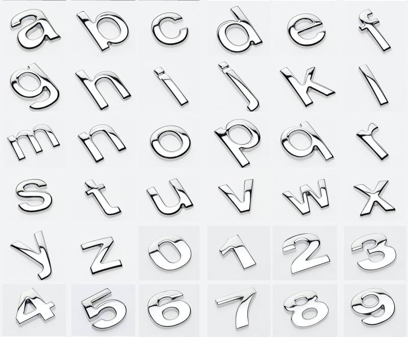 NewL Benutzerdefinierte Metall Kleinbuchstaben für Auto und Briefkasten Haus Aufkleber Emblem Namensschild Kit (Silber) von NewL