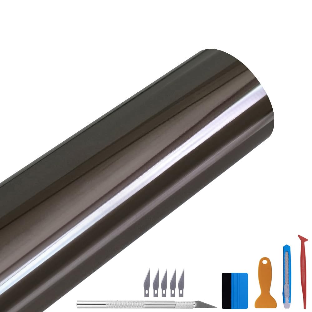 NewL Glänzende Spiegel-Chrom-Vinylfolie Folie Folie Aufkleber blasenfrei DIY Auto Selbstklebend Wrapping Film, grau, 100cm x 300cm NewL Glänzende Spiegel-Chrom-Vinylfolie Folie Folie Aufkleber blasenfrei DIY Auto Selbstklebend Wrapping Film, grau, 100cm x 300cm von NewL