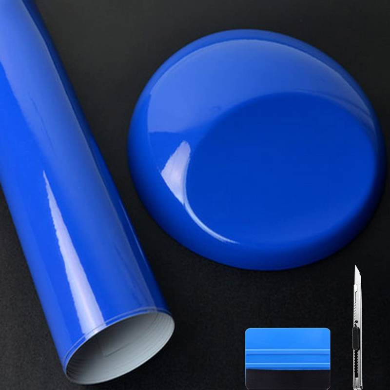 NewL Hochglänzende Vinylfolie, selbstklebend, Luftablassblase, für den Außenbereich geeignet (Blau, 50cm x 152cm) von NewL