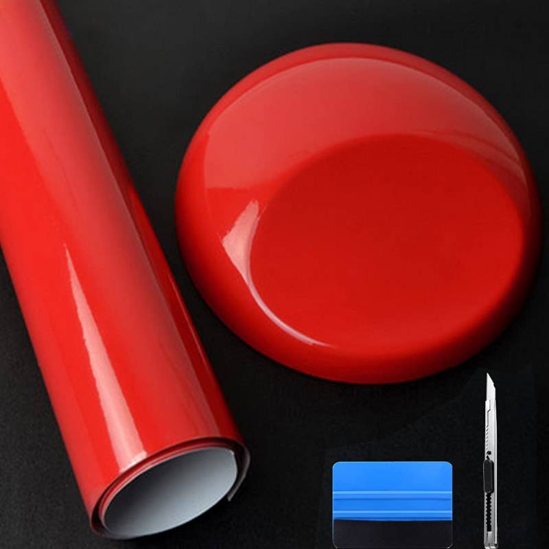 NewL Hochglänzende Vinylfolie, selbstklebend, Luftablassblase, für den Außenbereich geeignet (Rot, 50cm x 152cm) von NewL