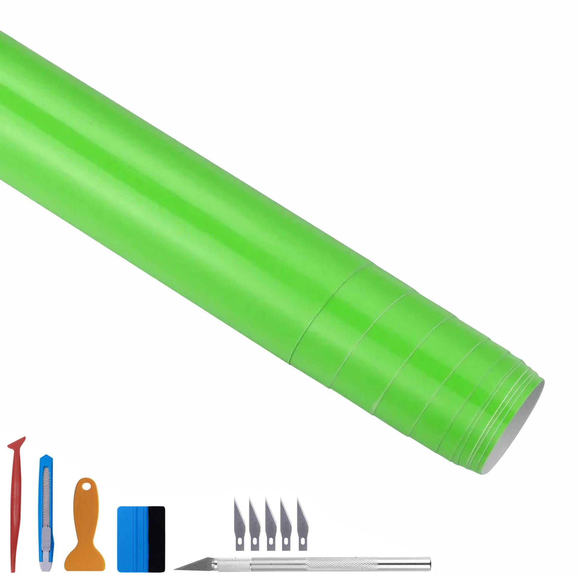 NewL Hochglänzende Vinylfolie, selbstklebend, Luftablassblase, für den Außenbereich geeignet (grün, 100cm x 300cm) von NewL