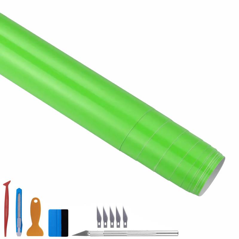 NewL Hochglänzende Vinylfolie, selbstklebend, Luftablassblase, für den Außenbereich geeignet (grün, 100cm x 300cm) von NewL