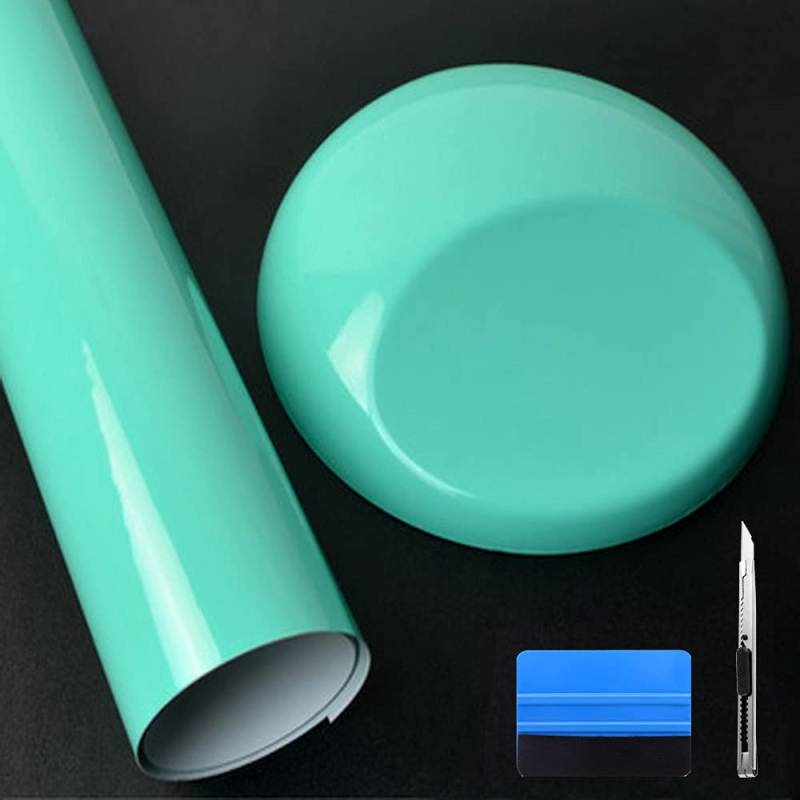 NewL Hochglänzende Vinylfolie, selbstklebend, Luftablassblase, für den Außenbereich geeignet (seeblau, 30cm x 152cm) von NewL