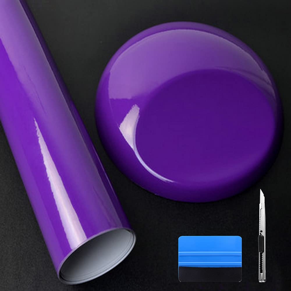 NewL Hochglänzende Vinylfolie, selbstklebend, Luftablassblase, für den Außenbereich geeignet (violett, 30cm x 152cm) von NewL