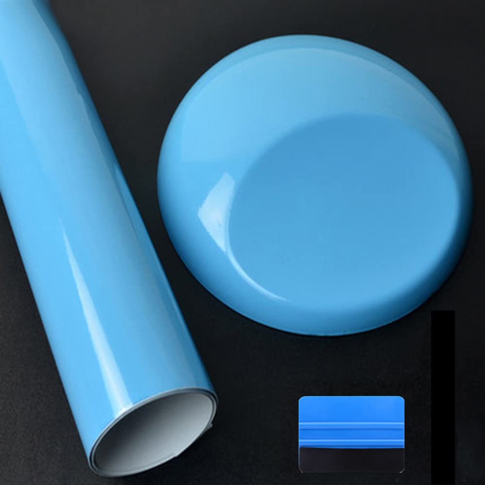 NewL Hochglanz-Vinylfolie, selbstklebend, Luftabgabe, für den Außenbereich geeignet, für den Automobilbereich, Hellblau, 30 x 150 cm von NewL