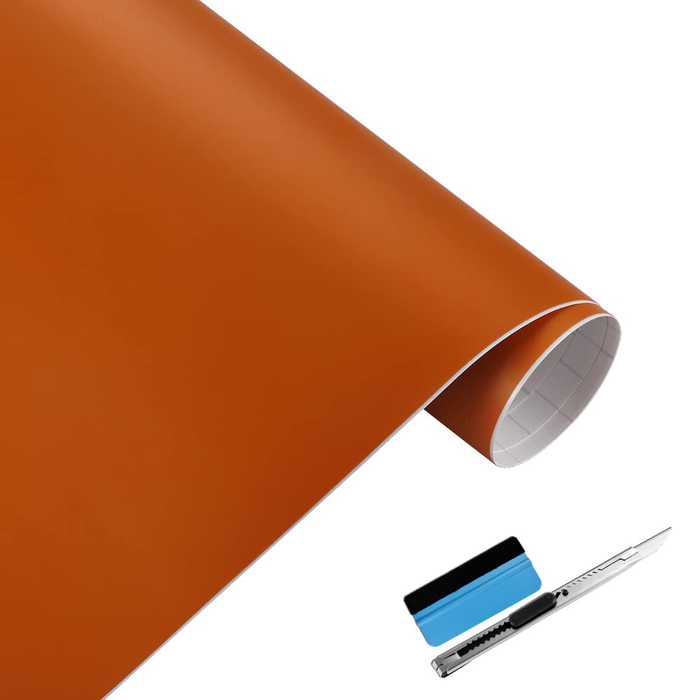 NewL Matt Orange Vinylfolie, Selbstklebende Folie, Luftablassblase, für den Außenbereich geeignet für den Automobilgebrauch, enthält Installationswerkzeuge (30 cm x 150 cm) von NewL