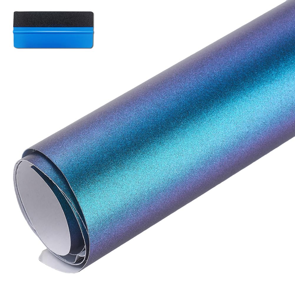 NewL Matte Chamäleon-Vinylfolie, blau bis lila, glänzend, Auto-Aufkleber, blasenfrei, für Karosserie-Außendekoration, 30 cm x 100 cm von NewL