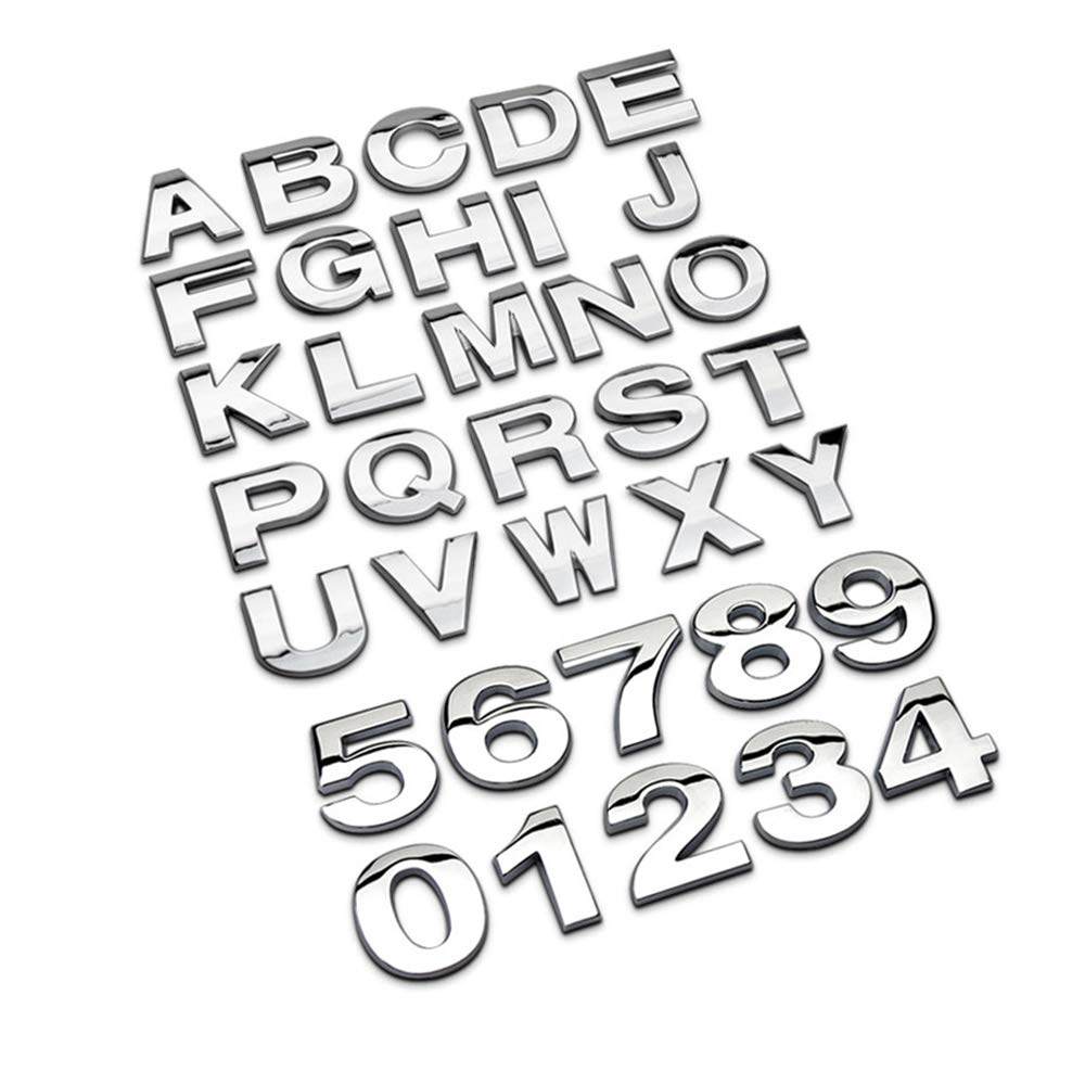 NewL Benutzerdefinierte Metall-Buchstaben für Auto und Briefkasten, Hausaufkleber, Emblem, Namensschild (Silber) von NewL