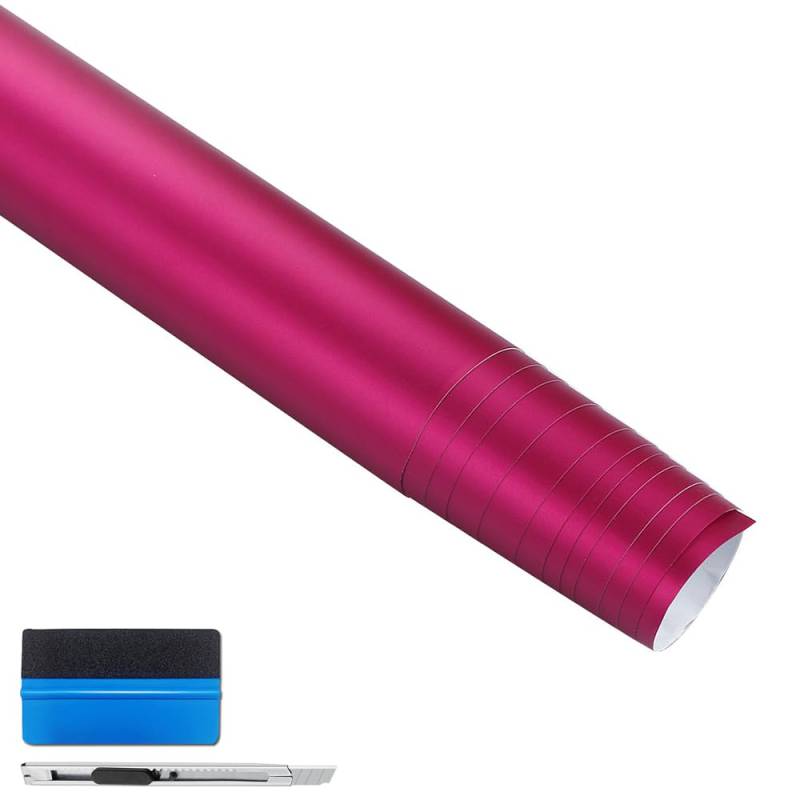 NewL Premium Satin Matt Chrom Ice Metallic Vinyl Folie Auto Folie Aufkleber Luftblasenfrei DIY Motorrad Handy Aufkleber Zubehör (Rose Red, 30 cm x 150 cm) von NewL