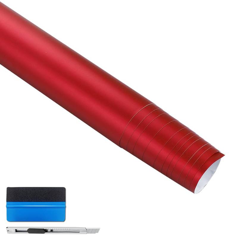 NewL Premium Satin Matt Chrom Ice Metallic Vinyl Folie Auto Folie Aufkleber Luftblasenfrei DIY Motorrad Handy Aufkleber Zubehör (Rot, 30 cm x 150 cm) von NewL
