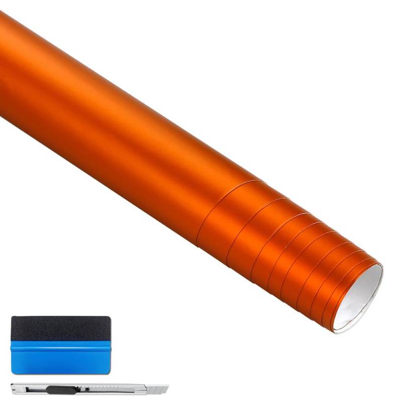 NewL Premium Satin Matt Chrom Ice Metallic Vinyl Folie Auto Folie Aufkleber Luftblasenfrei DIY Motorrad Handy Aufkleber Zubehör (Orange, 5 cm x 900 cm) von NewL