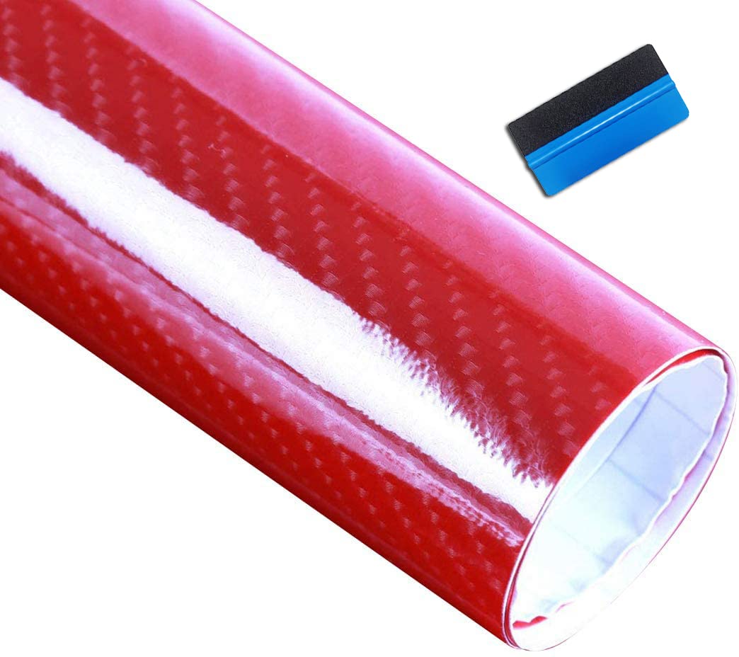 NewL Red 6D Carbon Fiber Stickers High Gloss Car Carbon Fiber Vinyl Film Car Interior Waterproof and Anti-Scratch Sticker von NewL