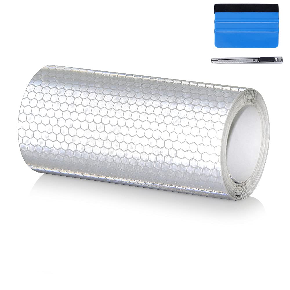 NewL Reflektierendes Klebeband für Autos, Sicherheitszeichen, Auto-Styling, selbstklebendes Warnklebeband, Motorrad-, Fahrradfolie, Dekoration, Werkzeug (Silber, 10cm x 300cm) NewL Reflektierendes Klebeband für Autos, Sicherheitszeichen, Auto-Styling, selbstklebendes Warnklebeband, Motorrad-, Fahrradfolie, Dekoration, Werkzeug (Silber, 10cm x 300cm) von NewL