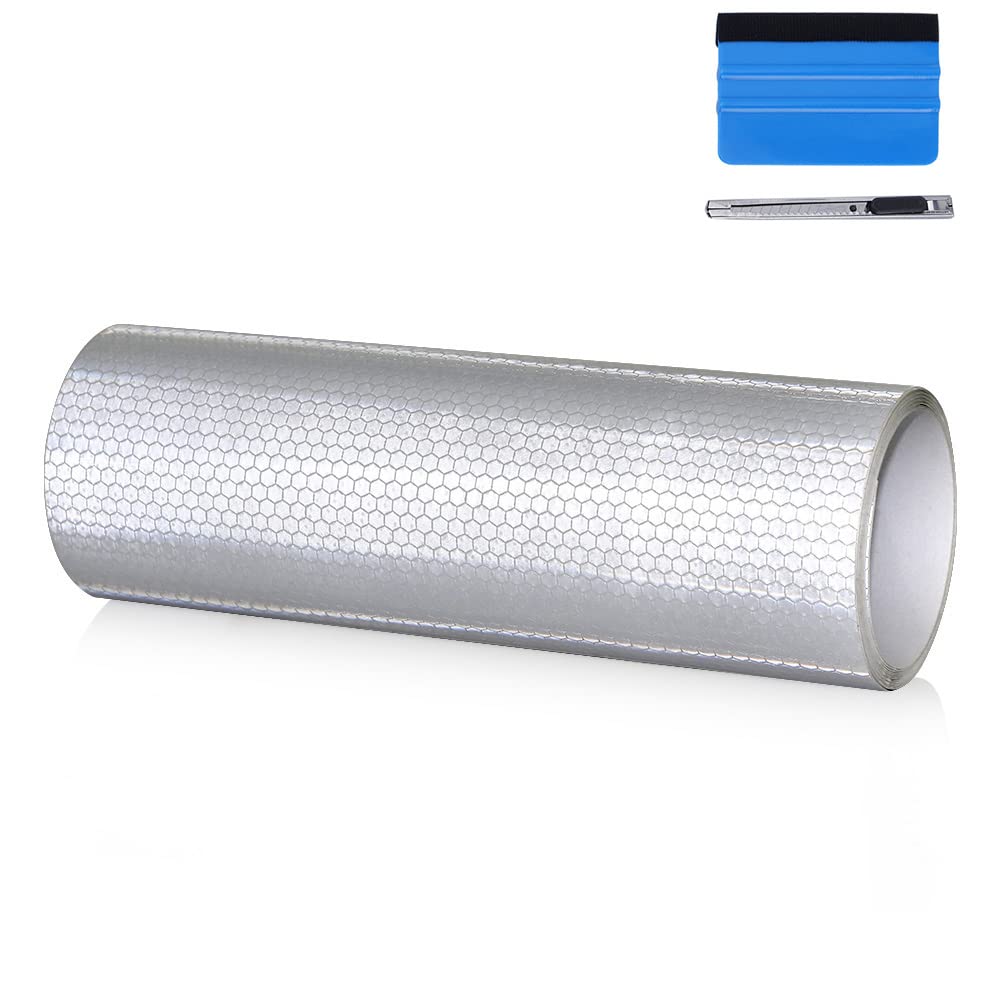 NewL Reflektierendes Klebeband für Autos, Sicherheitszeichen, Auto-Styling, selbstklebendes Warnklebeband, Motorrad-, Fahrradfolie, Dekoration, Werkzeug (silber, 20cm x 300cm) von NewL