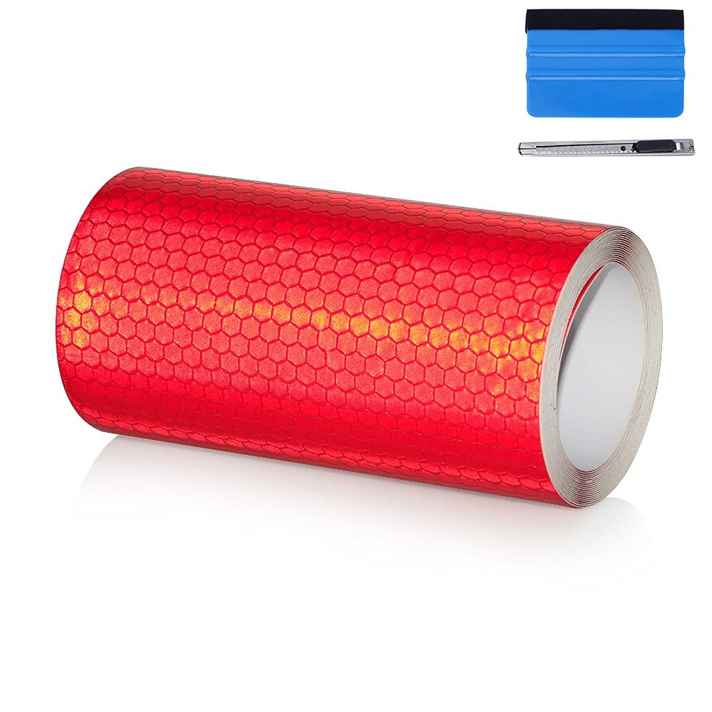 NewL Reflektierendes Klebeband für Autos, Sicherheitszeichen, Auto-Styling, selbstklebendes Warnklebeband, Motorrad-, Fahrradfolie, Dekoration, Werkzeug (rot, 10cm x 300cm) von NewL