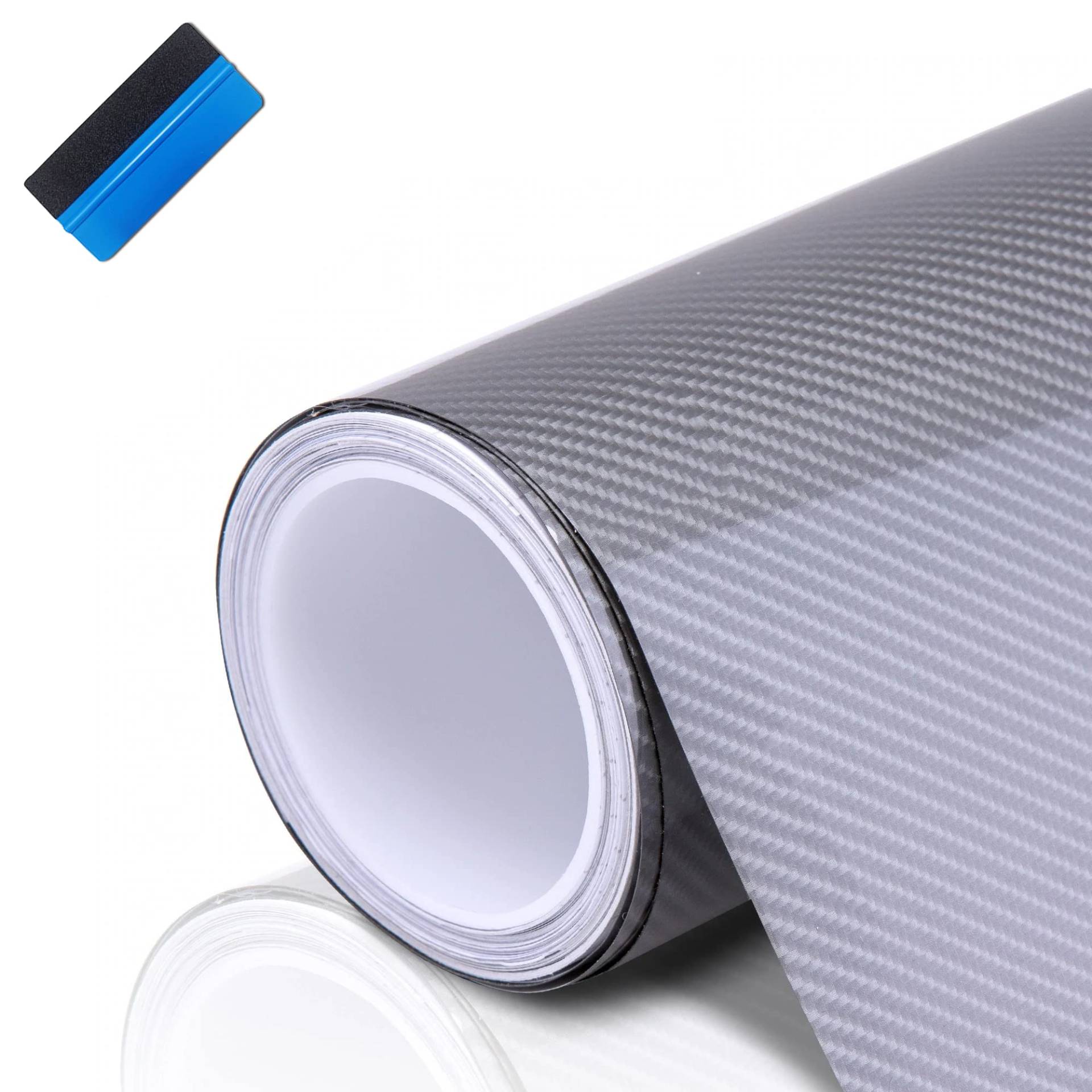 NEWL Silberne 6D-Kohlefaser-Aufkleber, Hochglanz-Auto-Kohlefaser-Vinylfolie, Auto-Innenraum, wasserdicht und kratzfest, Aufkleber (30 cm x 150 cm) von NewL