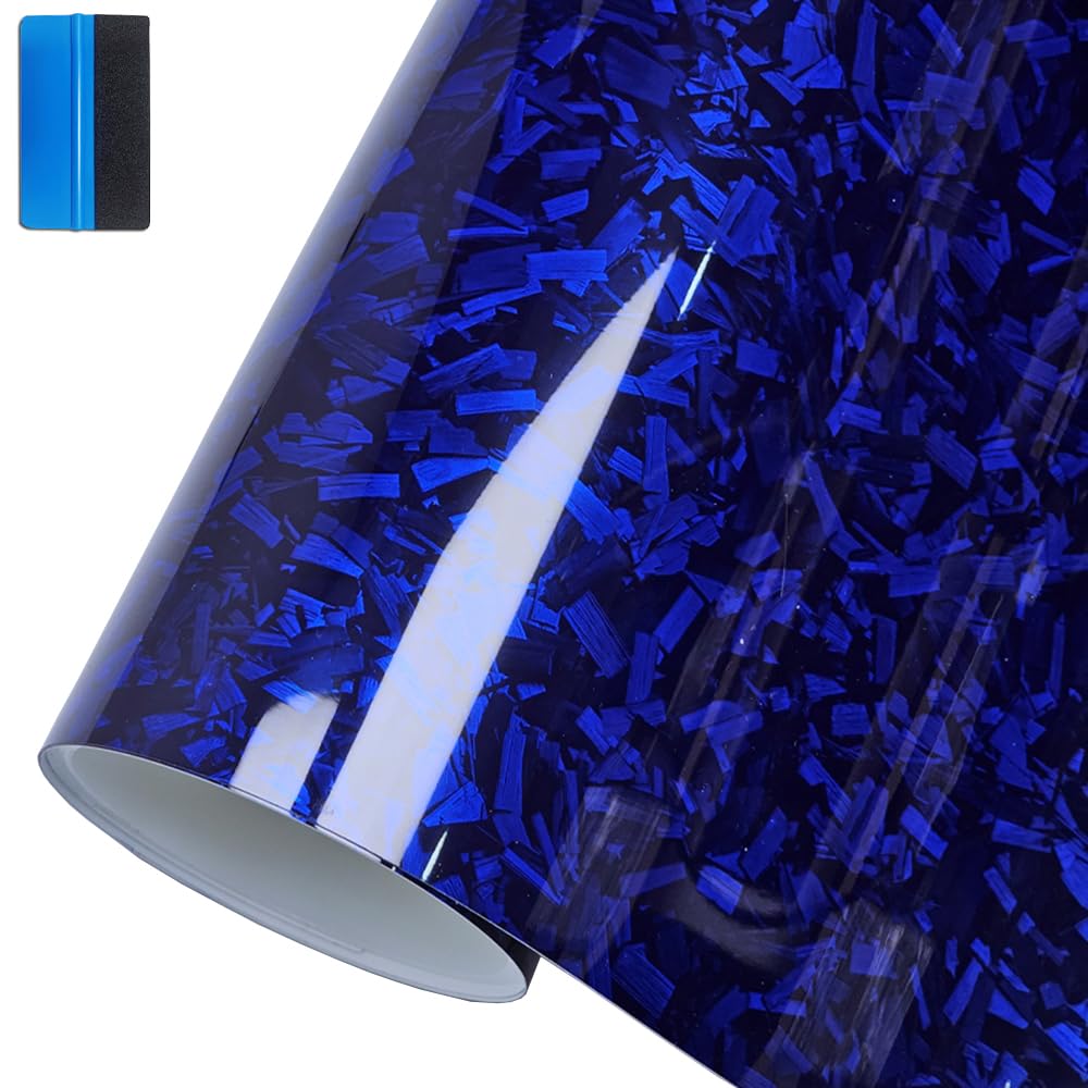 NewL Vinyl-Aufkleber, geschmiedete Kohlefaser, glänzend, Blau, Luftabgabe, selbstklebend, 10 x 900 cm von NewL