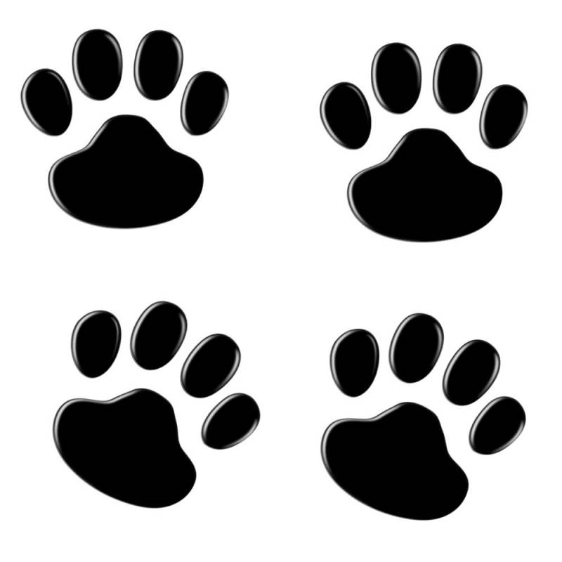 NewL 4PCS Schwarz 3D Chrom Hundepfote Footprint Aufkleber Aufkleber Auto Auto Emblem Aufkleber Dekoration (Schwarz) von NewL