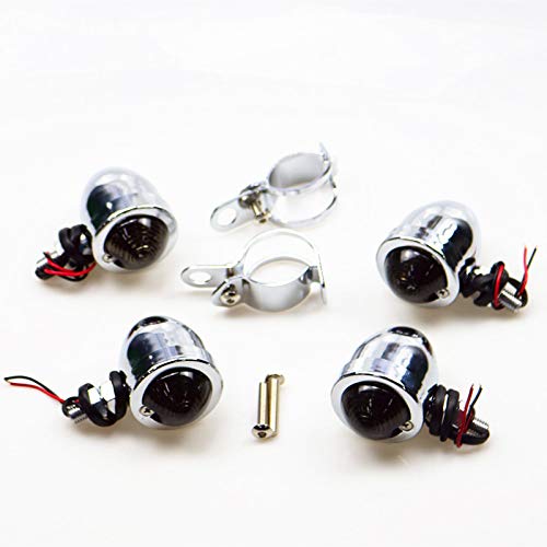 Motorrad Bullet Blinker Kontrollleuchte Lampe + Gabelklemme Für Honda Kawasaki Suzuki Yamaha CG125 GN125 CB Shadow Cruiser Old School Cafe Racer Vintage Retro Chopper (Chrom/Rauch) von Newland2019