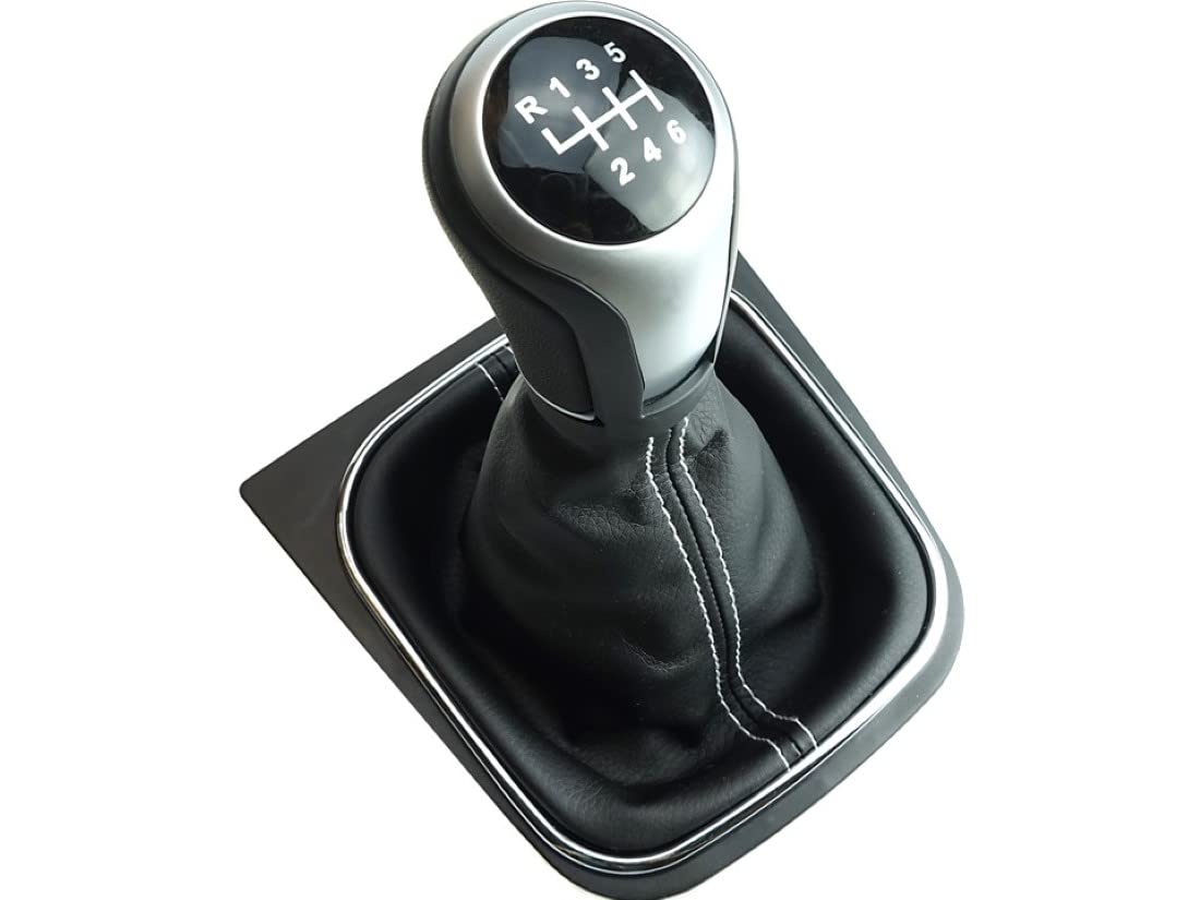Newtown2700-parts Schaltknauf Schaltmanschette und Rahmen kompatibel für VW Golf 5 6 Jetta Scirocco Komplettset 1K0711113 5K0711113 1K8711113 6 Gang Silber weiße Naht, schwarze Kappe Newtown2700-parts Schaltknauf Schaltmanschette und Rahmen kompatibel für VW Golf 5 6 Jetta Scirocco Komplettset 1K0711113 5K0711113 1K8711113 6 Gang Silber weiße Naht, schwarze Kappe von Newtown2700-parts