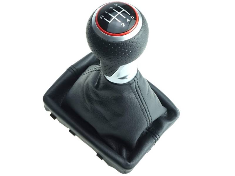 perforierter/gelochter Schaltknauf, Schaltsack, Rahmen - Leder - schwarze Naht - 6 Gang kompatibel/Ersatzteil für Audi A6 C6 4F Avant und Limo von Newtown2700-parts