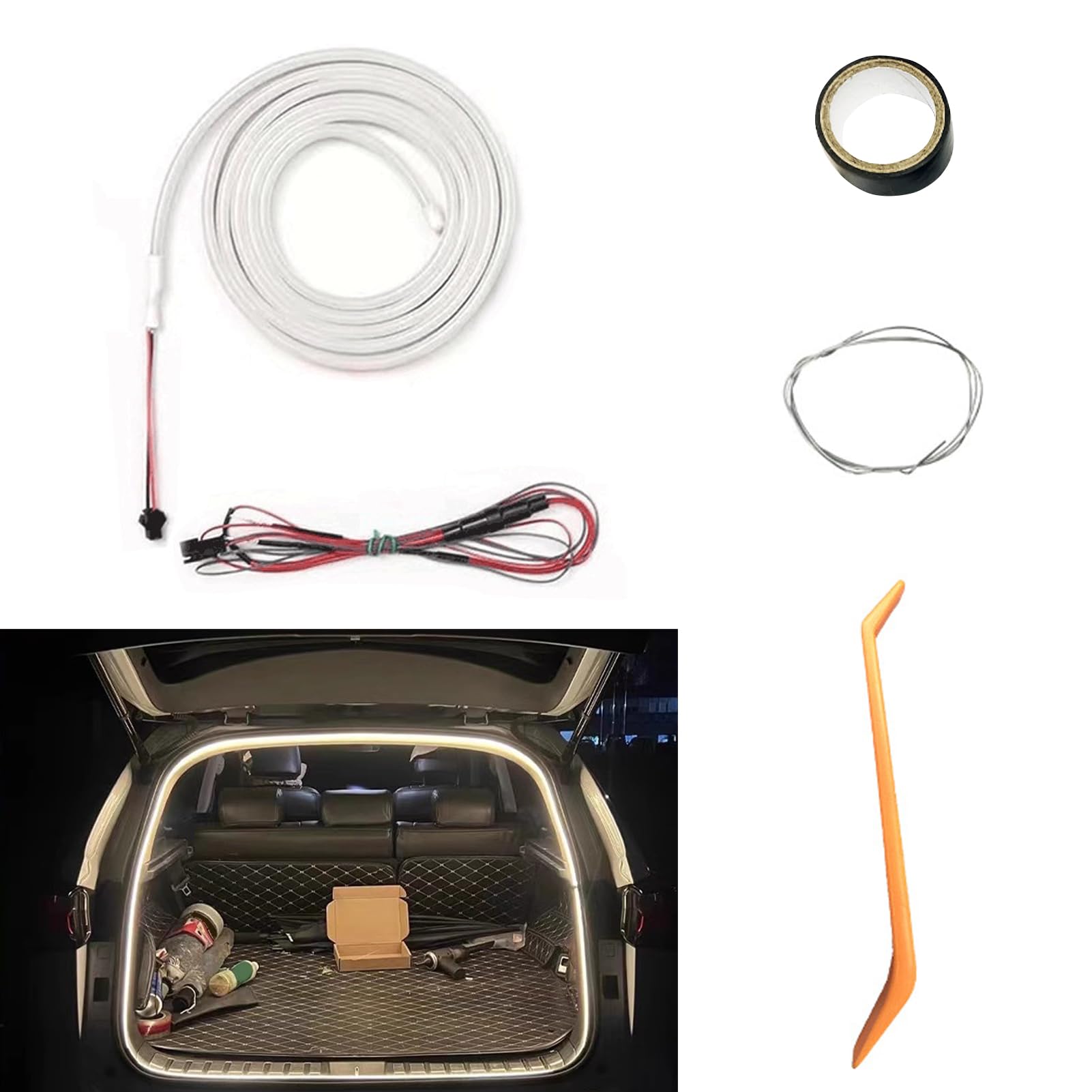 Dynamic Flowing Car Trunk Light Strip, 4M Automatischer Sensor Tail Box Light Strip Kofferraum LED Streifen Lichtstreifen Flexible Silikon LED Streifen Licht für Auto Dekoration (Gelb) von Nexoria