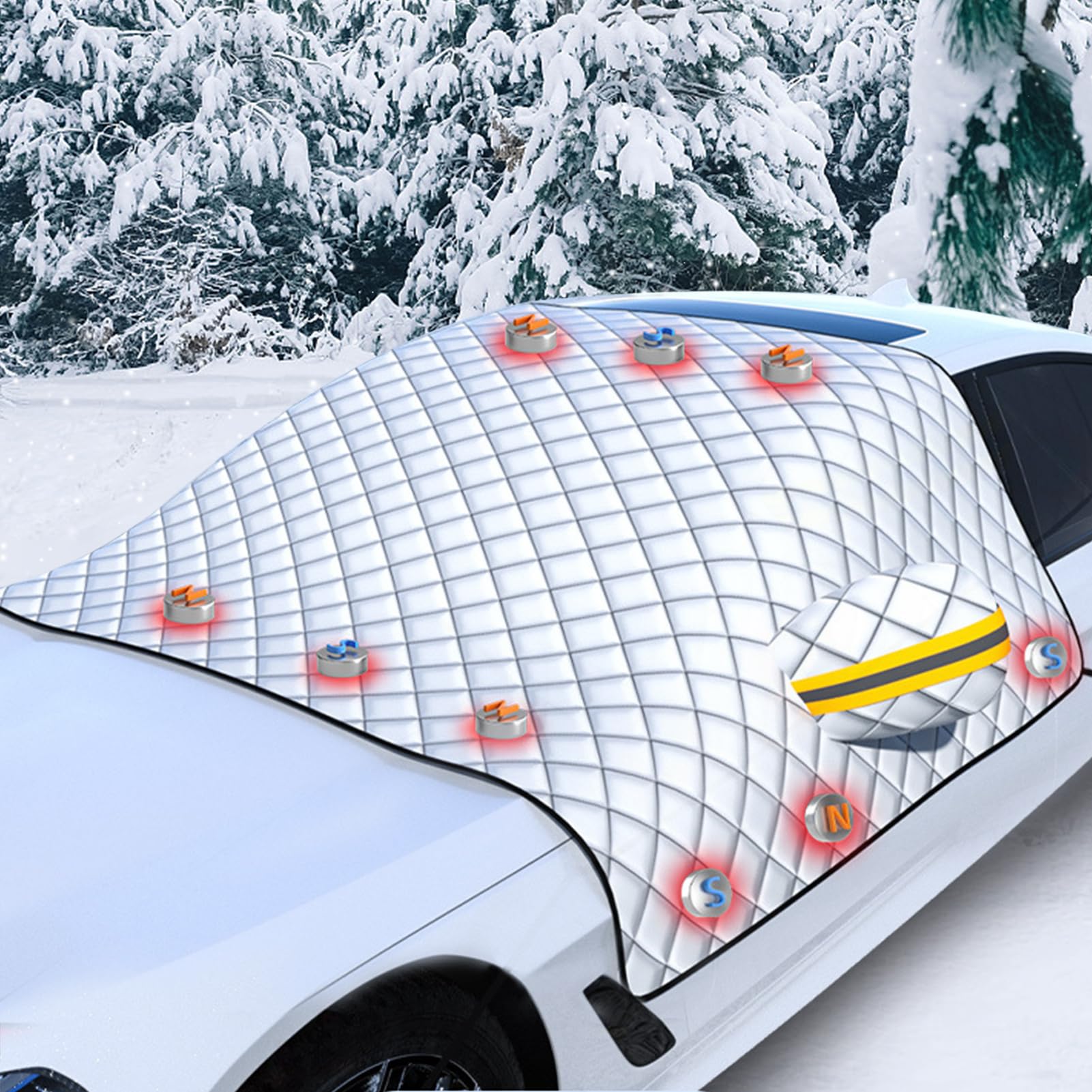 Frontscheibenabdeckung Winter, Frontscheibenabdeckung Magnet Scheibenabdeckung Auto Winter Ultra-Dick Auto Frostschutz Abdeckung Magnetische Abdeckung Windschutzscheibe Winter Für Auto von Nexoria