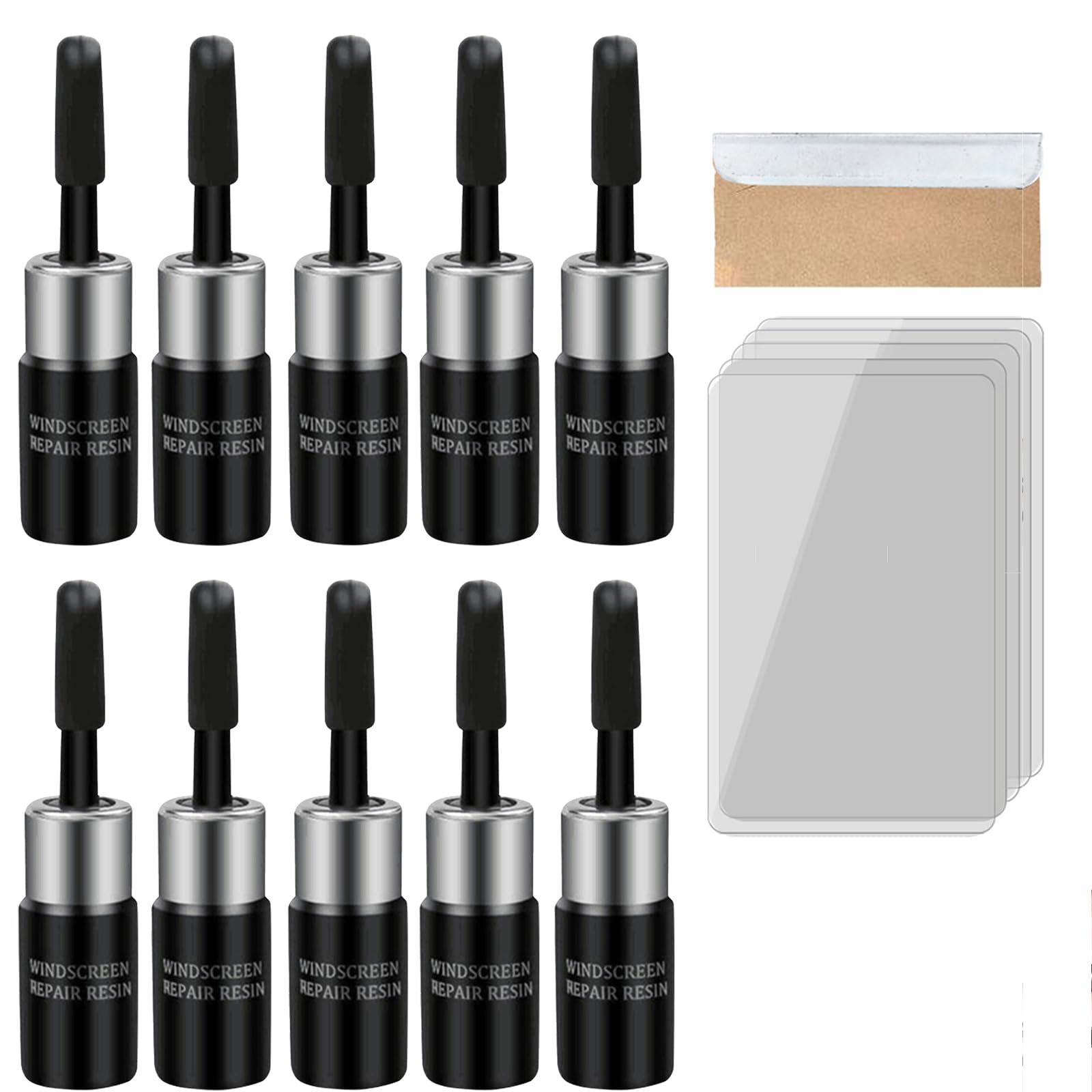 Steinschlag Reparaturset Windschutzscheibe, Windschutzscheibe Reparaturset Glas Reparatur Flüssigkeit Glas Reparatur Set Windshield Repair Kit Windschutzscheibe Reparaturset für Cracks (2, Black) von Nexoria