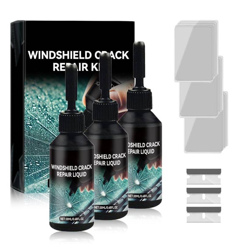 Windschutzscheibe Reparaturset, 20ml Steinschlag Reparaturset Windschutzscheibe Auto Windschutzscheibe Riss Reparatur Flüssigkeit Auto Glas Reparatur Set Reparatur von Windschutzscheiben (3pcs) von Nexoria