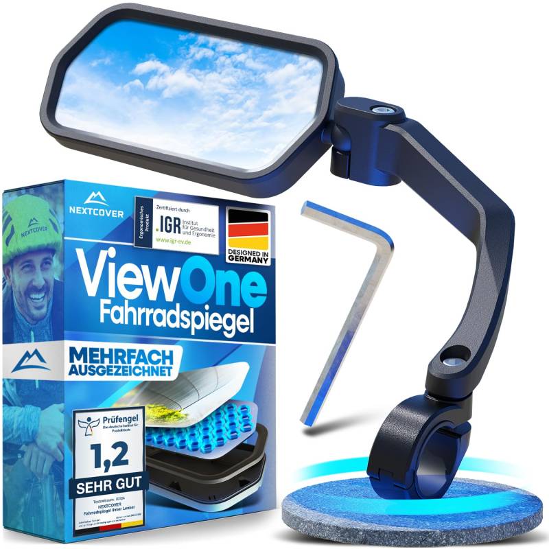 NEXTCOVER® Fahrradspiegel für Lenker [links] mit ProVision-Echtglas I fest sitzender Fahrrad Rückspiegel I Spiegel links I Rückspiegel Fahrrad I Ebike I EScooter I Fahrradspiegel E Bike von Nextcover