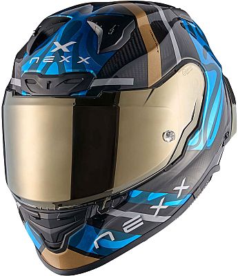 Nexx X.R3R Swirl, Integralhelm - Schwarz/Hellblau/Gold - XXL von Nexx